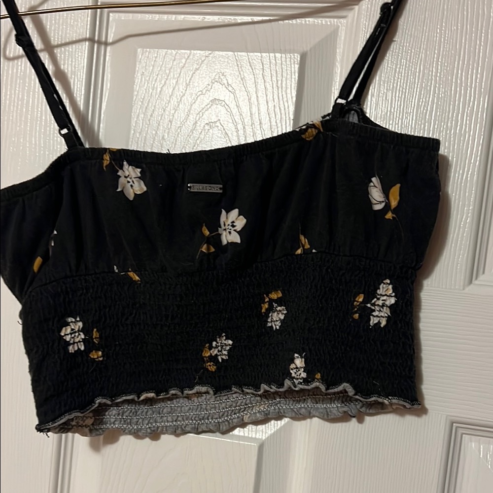Billabong Black Tie Front Smocked Camisole - Picture 2 of 4